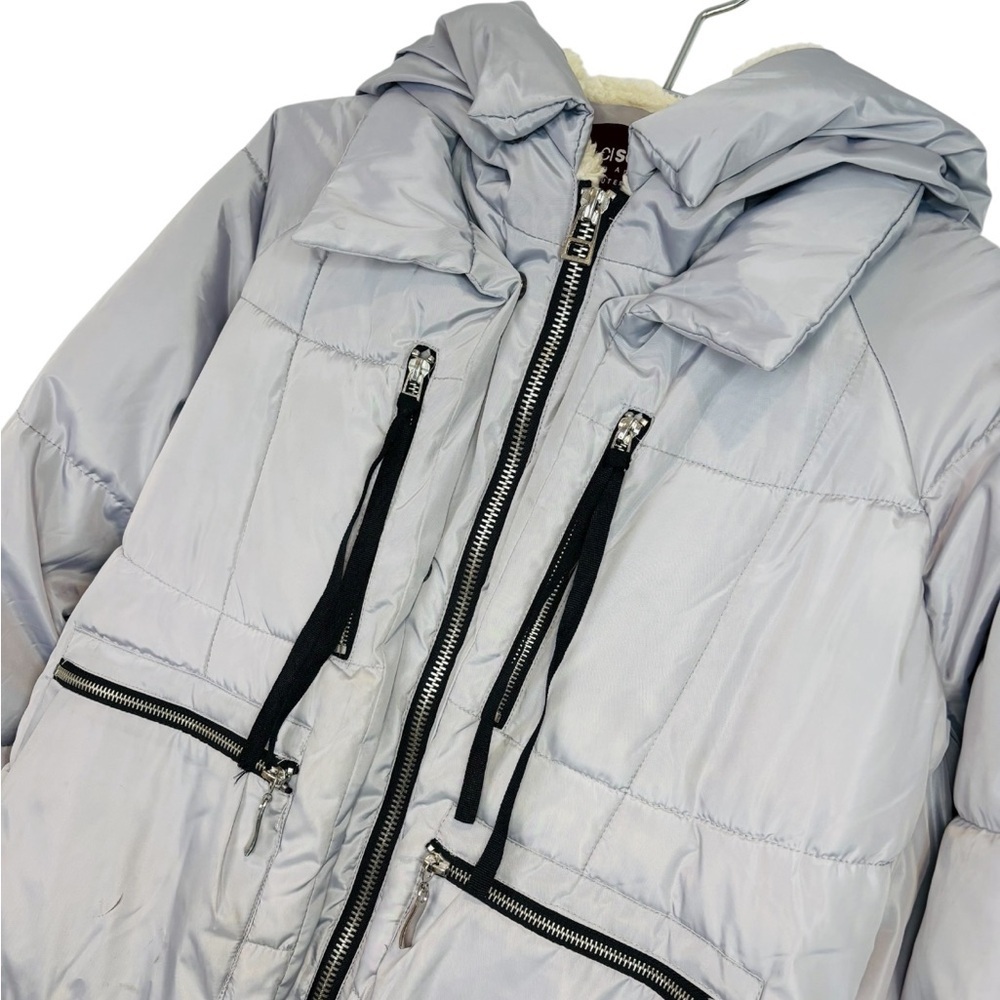 Cl Sono Light Gray Hooded Puffer Jacket with Fur Lined Hood - Picture 2 of 13